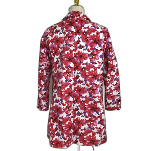 Lands' End Floral Jacket Rain Trench Coat Lined Button Up Spring - Picture 3 of 9